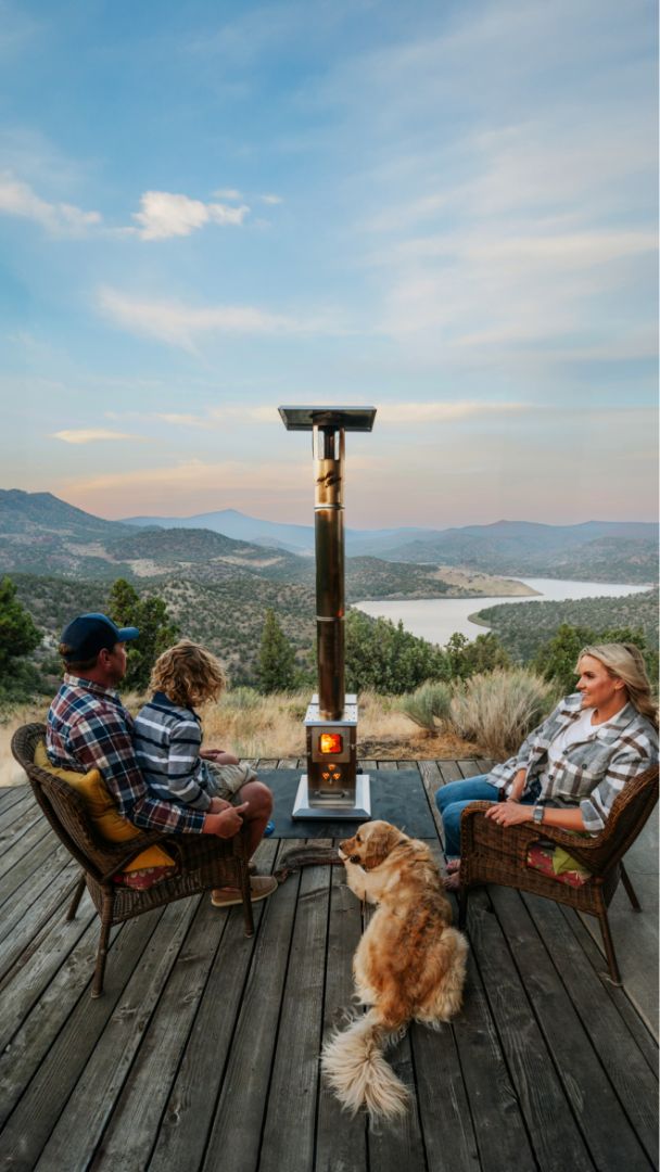 lil-timber1 A Timber Patio Heater demonstrating its 300 sq. ft. heating radius