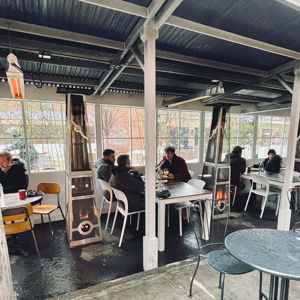 restaurant-patio-heater Wood pellet fired commercial patio heaters from Timber Stoves
