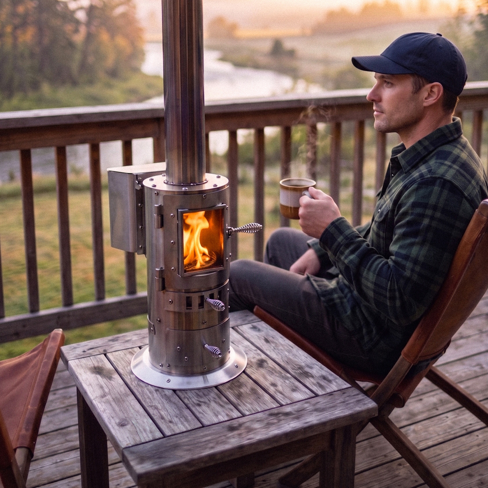 The Big Timber patio heater warming a family